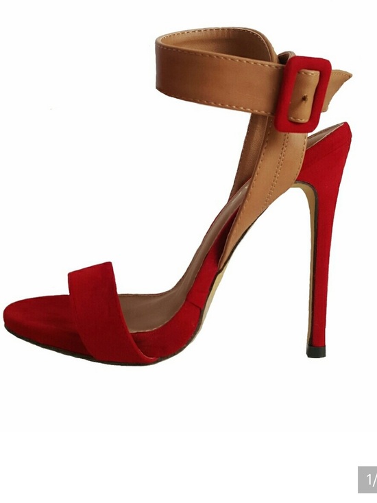 Liliana Shoes - Liliana Red and Tan Suede Slingback Heels